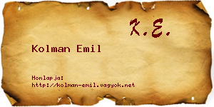 Kolman Emil névjegykártya